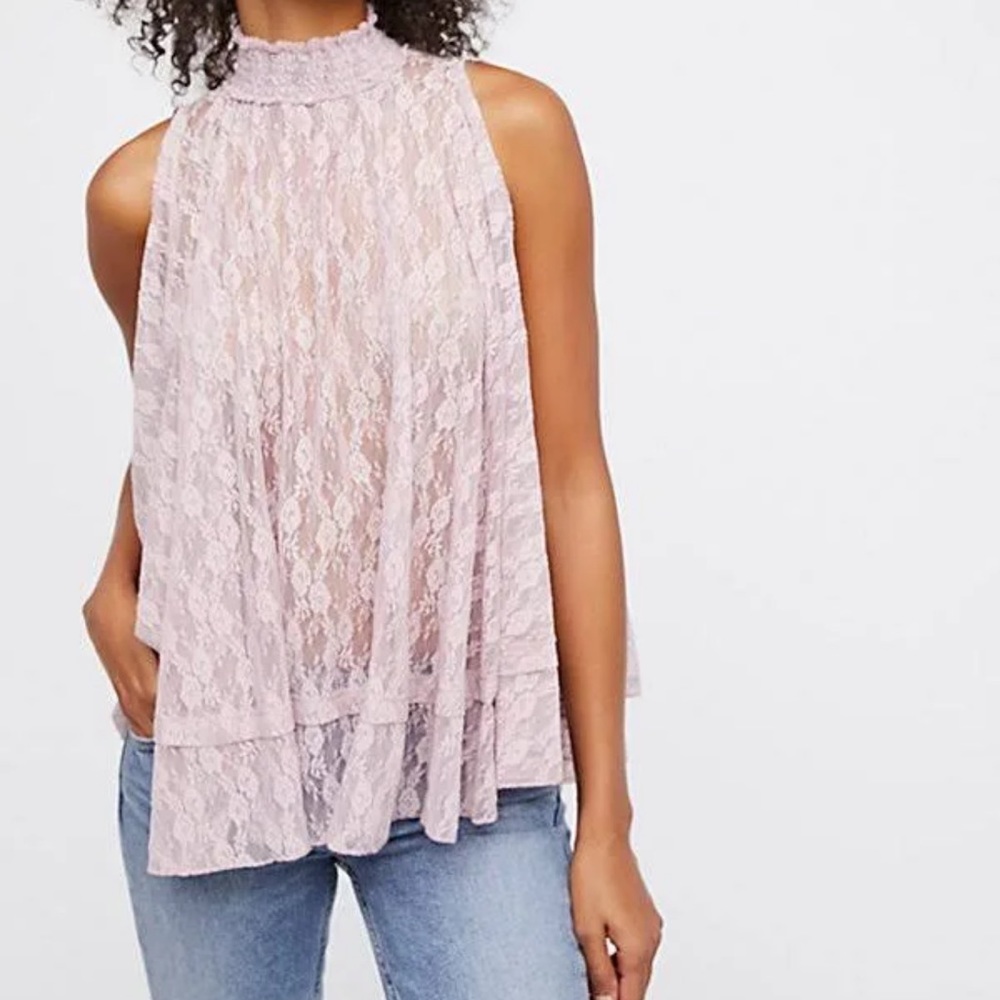 Free People Myrna Lace Turtleneck Top